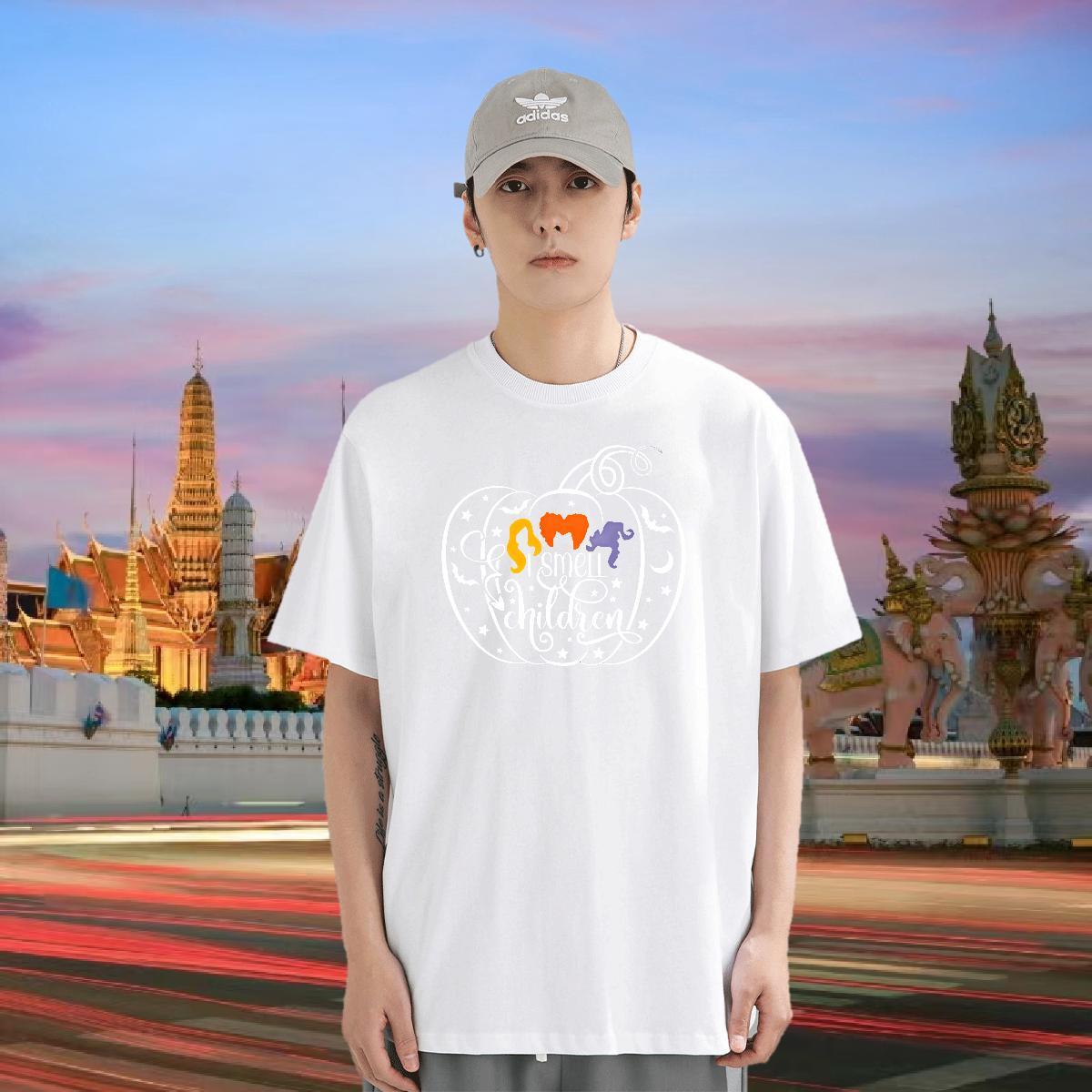 T shirt 230g Pure Cotton halloween Daily Outfit Breathable Crew Neck Custom Cartoon Men Clothes T-Shirt Factory Direct Popular Polos