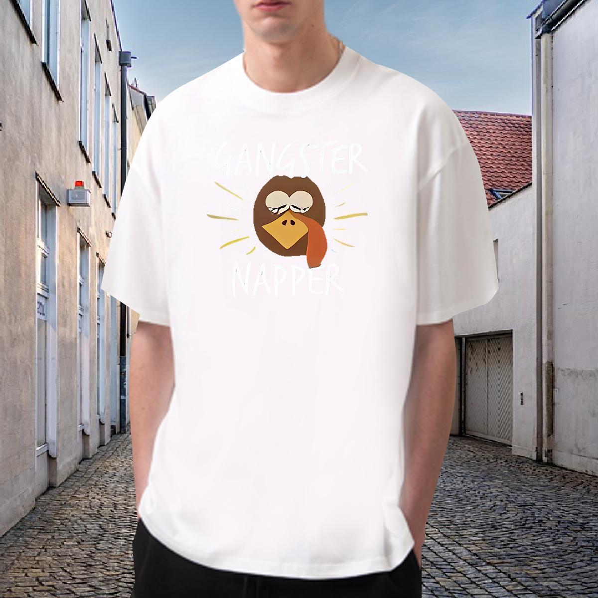 Casual New Man T Shirts 100% Cotton 230g bird Sport Clothings Breathable Crew Neck Loose Men Tees White Plus Size