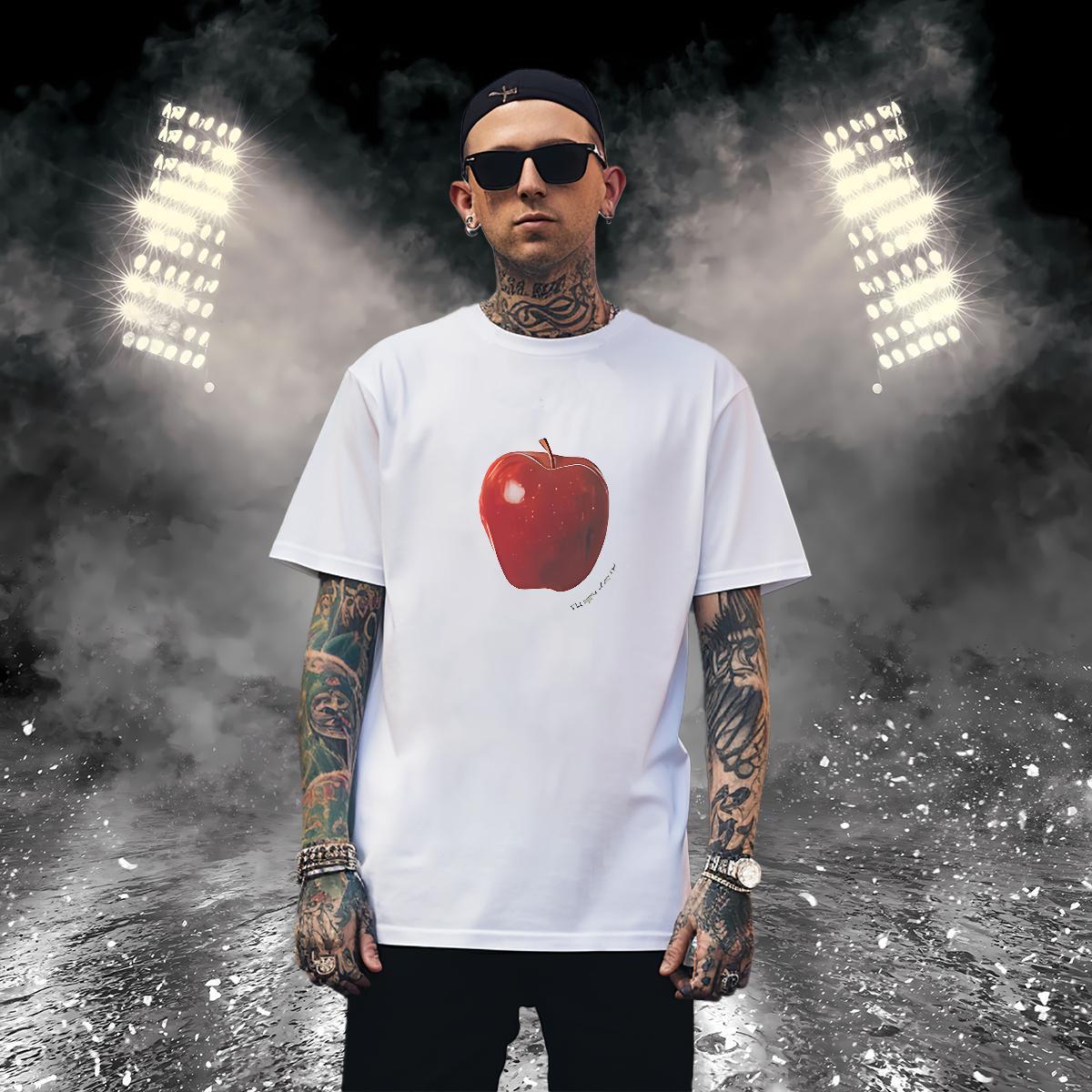 T-Shirts for Men 100% Cotton 230g apple Anime Printing Street Breathable Crew Neck Plus Size Cartoon Men Tshirts New Designer High Quality Tops Shirt