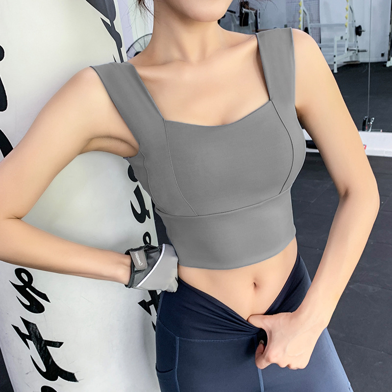 High strength shock-proof sports underwear with breast double fold to show breast naked yoga suit women