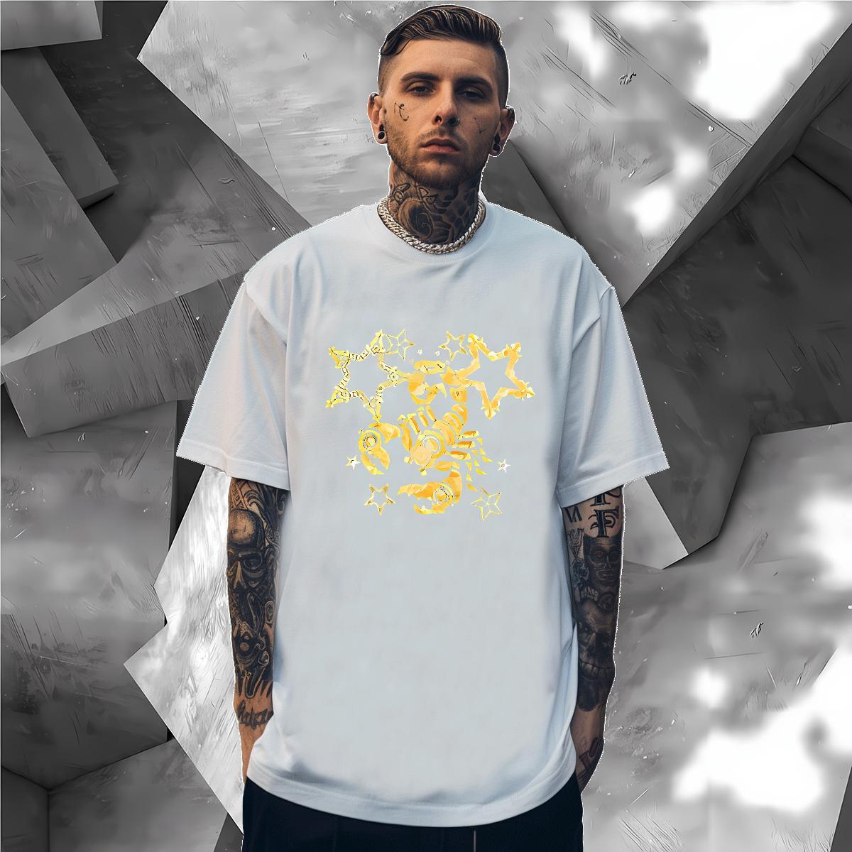 Fashion Design T shirt 230g Cotton scorpion Daily Wear Polos Breathable Short Sleeve High Quality Tshirt for Man Woman Black White
