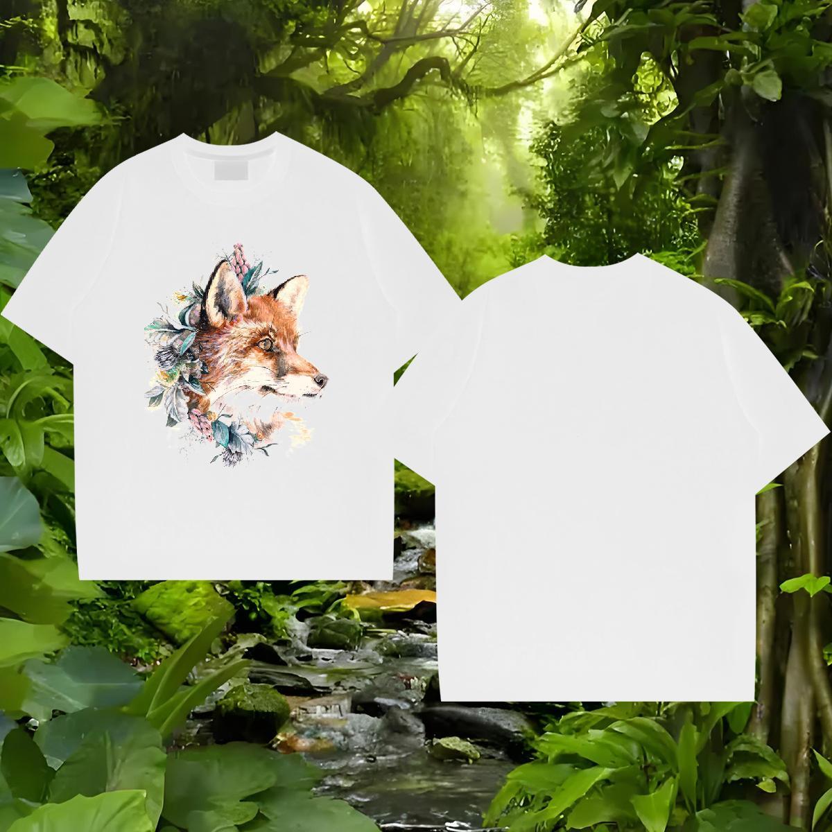 Free Shipping T-Shirts for Men 230g Cotton fox Street Wear Tshirts Breathable Soft Designer Mens Tshirts DIY Printed