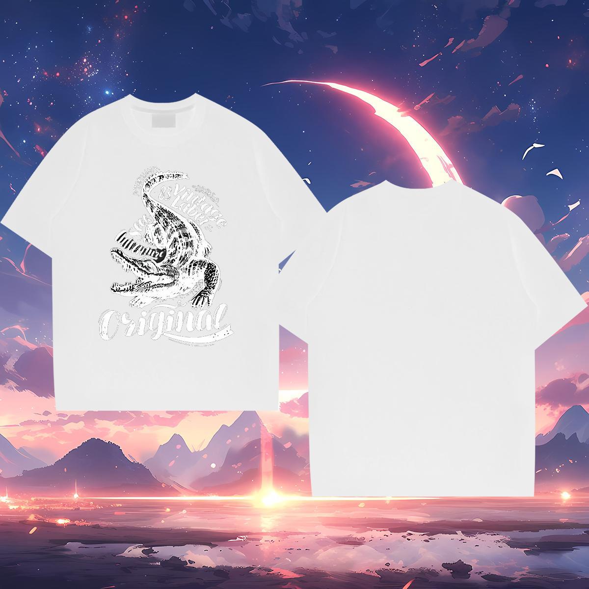2024 Summer T Shirts Men 230g Pure Cotton crocodile Summer Casual Tops Tees Breathable Soft TOP Quality Men Tshirts Custom Printing