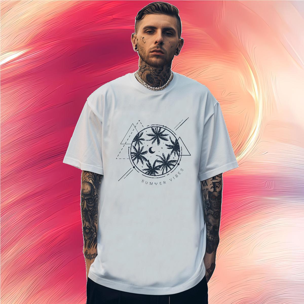 Man T Shirts 230g 100% Cotton tree Home Outdoor Crew Neck Cartoon Printing L-4XL Men Clothes T-Shirt Free Shipping Cool Top Tees