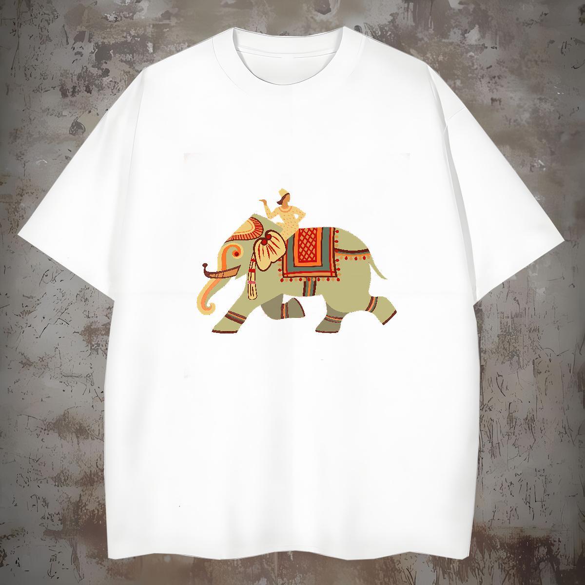 Custom Man T Shirts 230g 100% Cotton elephant Outdoor Wear Breathable Short Sleeve Cool Design Tshirt for Man Woman Asian Size
