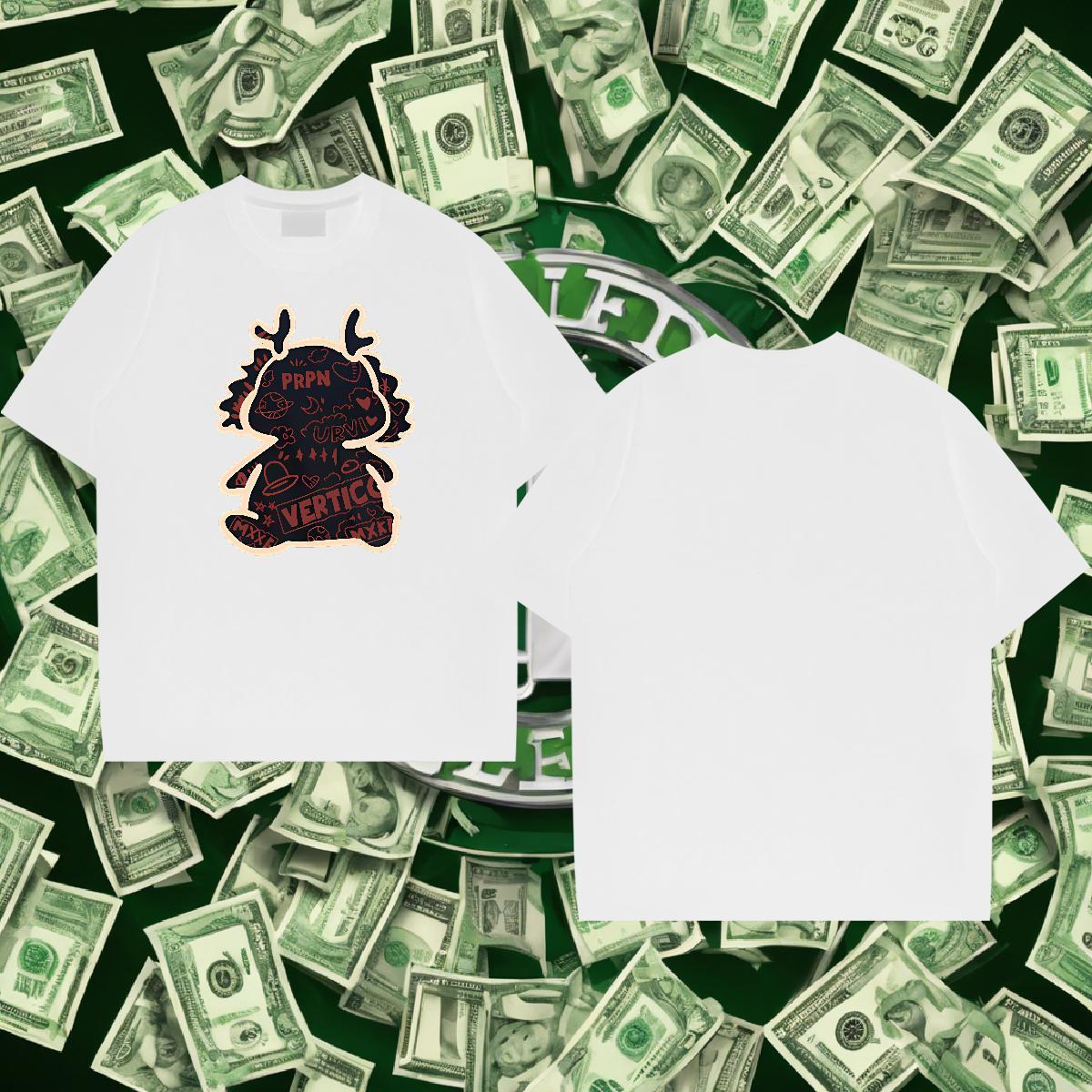 Wholesale T Shirt For Man 230g Cotton dinosaur Summer Casual Tops Shirt Breathable Crew Neck Popular Tshirts Cartoon Printing L-4XL