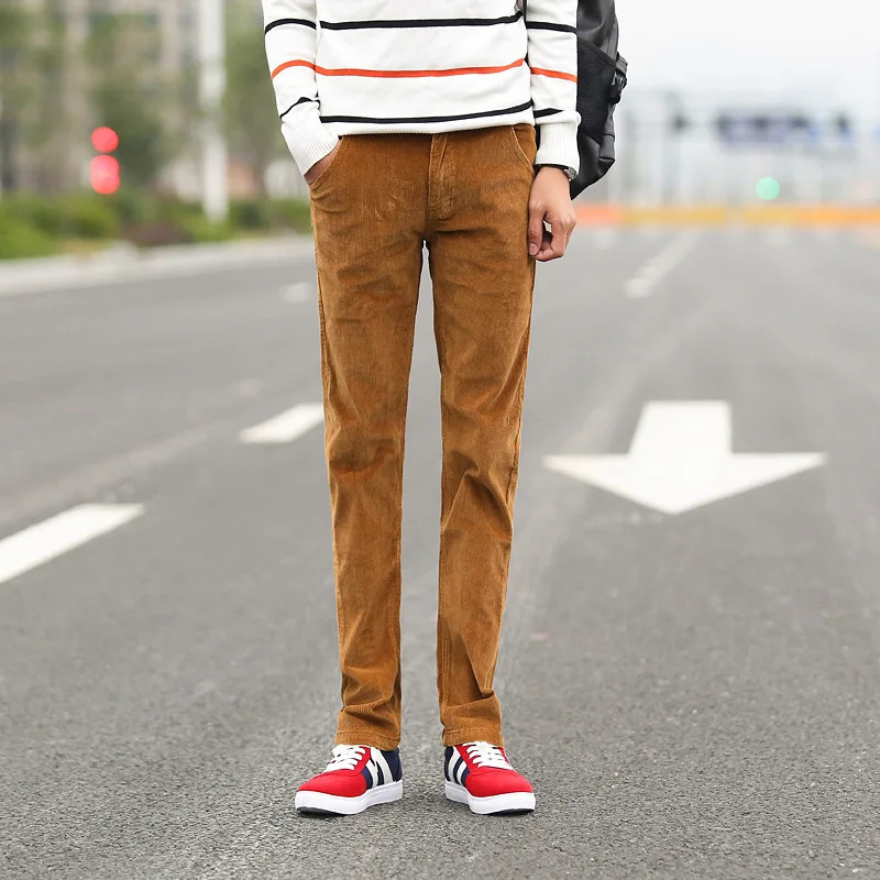 High Quality Autumn and Winter Male Business Mens Trousers Straight Corduroy Pants Breathable Casual 240806