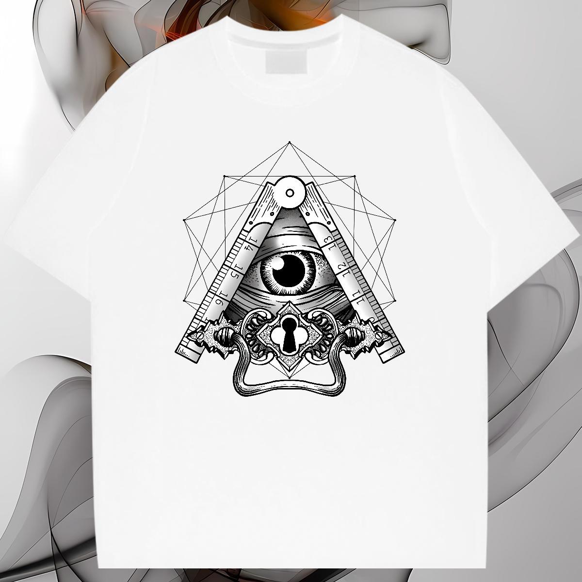 Classic Casual T-Shirts for Men eye of the devil Tops 230g 100% Cotton Sports Casual TOP Quality Asian Size O-Neck Short Sleeve Mens Tshirts