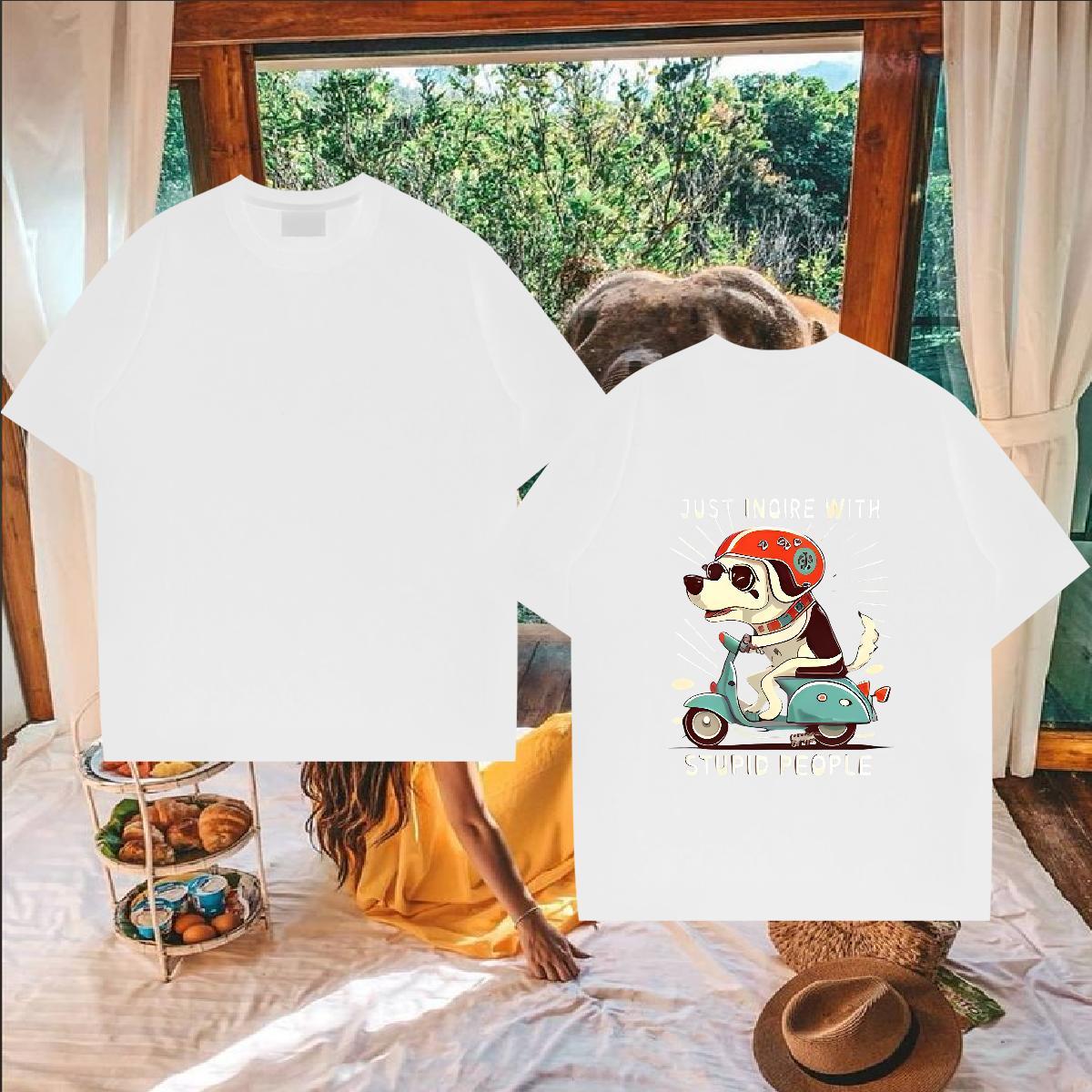 Fashion Casual T-Shirts 230g Cotton dog Street Casual Tees Pure Cotton Loose Tshirt for Man Woman DIY Anime