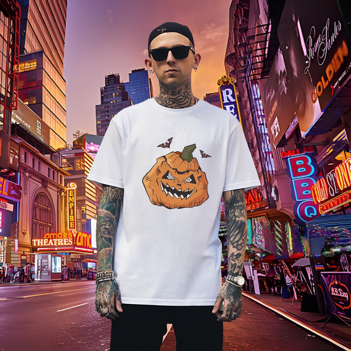 Designer Men Tops Tees 230g 100% Cotton pumpkin Men T Shirts Sport Round Neck Short Sleeve Plus Size Custom Stylist Tees Shirts