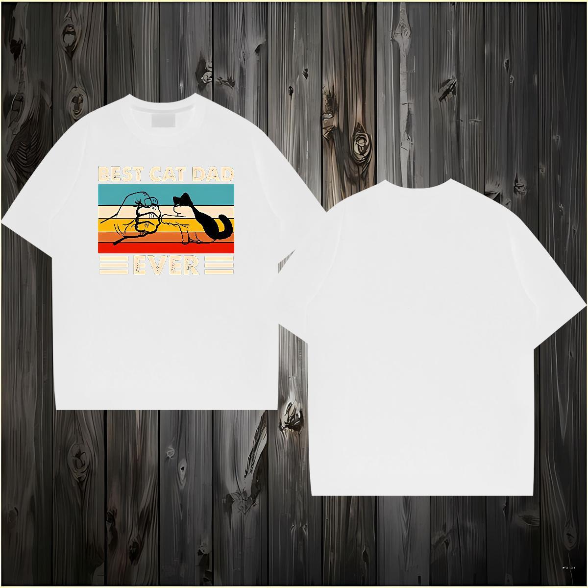 2024 DIY T shirt 100% Cotton 230g cat Casual Daily Wear Tops Shirt Breathable Short Sleeve High Quality Men Tops Tees DIY Anime
