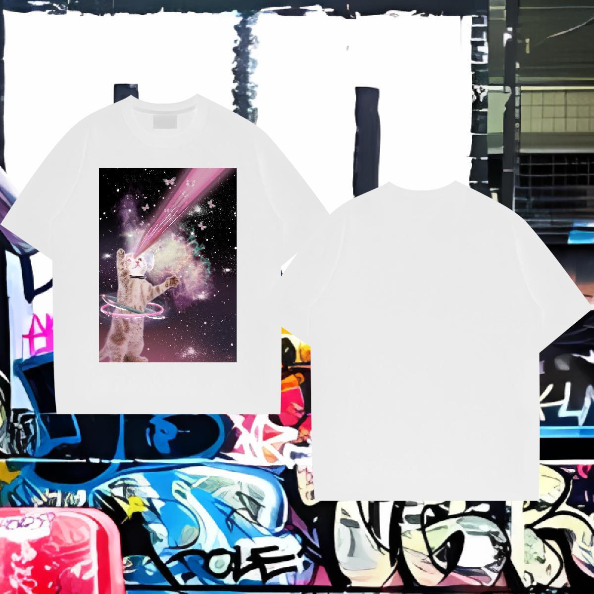 Fashion Designer Men T Shirts 230g Pure Cotton cat Daily Wear Tee Shirt Breathable TOP Quality Men Clothes T-Shirt Customized