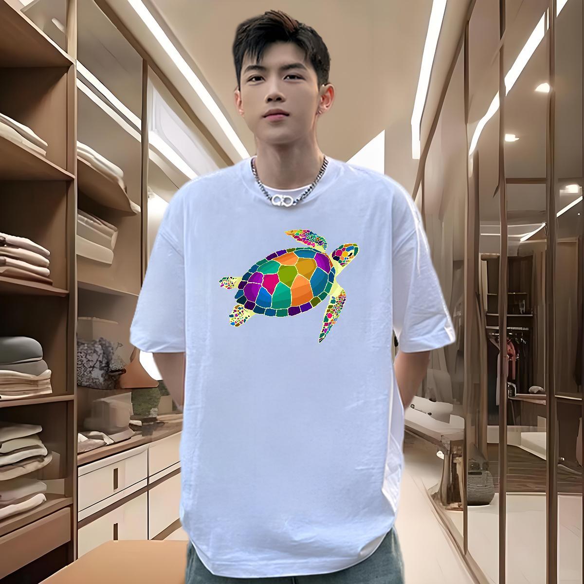 2024 Designer T Shirt For Man 230g 100% Cotton tortoise Spring Summer Clothings Breathable Short Sleeve Cool Tshirt for Man Woman Oversized