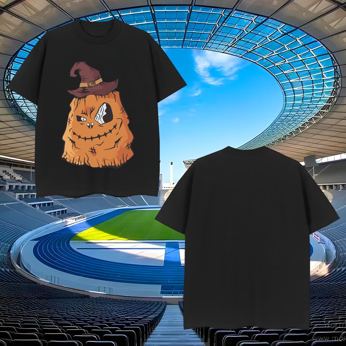 Cool Tshirts 230g 100% Cotton pumpkin T-Shirts for Men Anime Printing Street Breathable Soft White Plus Size 2024 Designer Polos