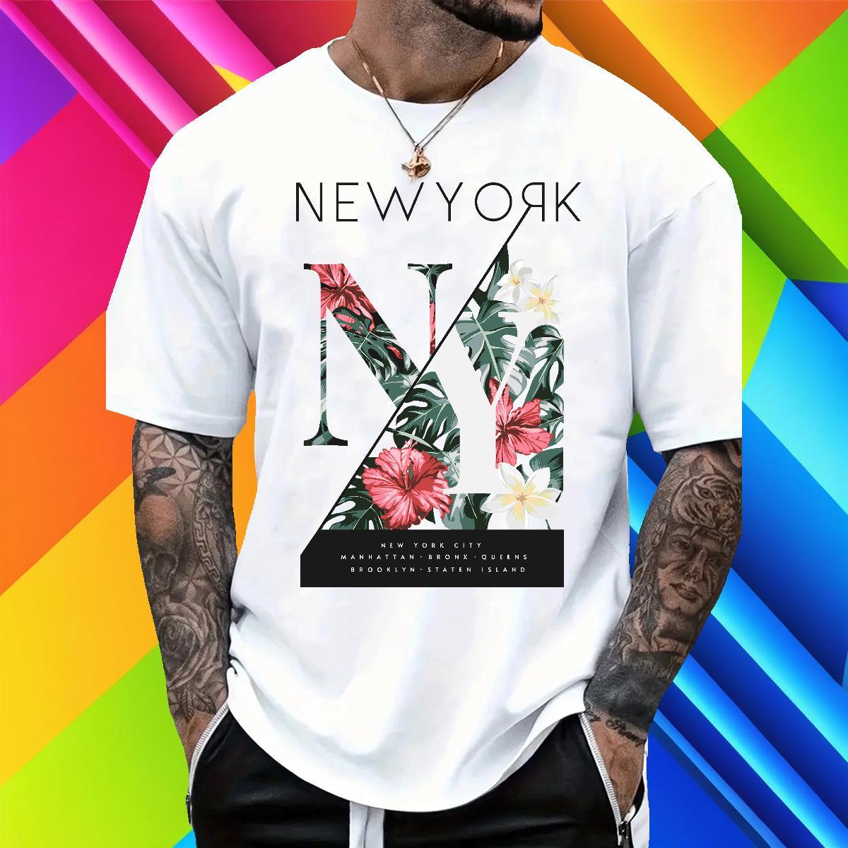 Cool Design Mens Tshirts 230g Pure Cotton Daily Outfit flower Plus Size Cartoon Breathable Soft Fashion Casual T-Shirts Tops Tees