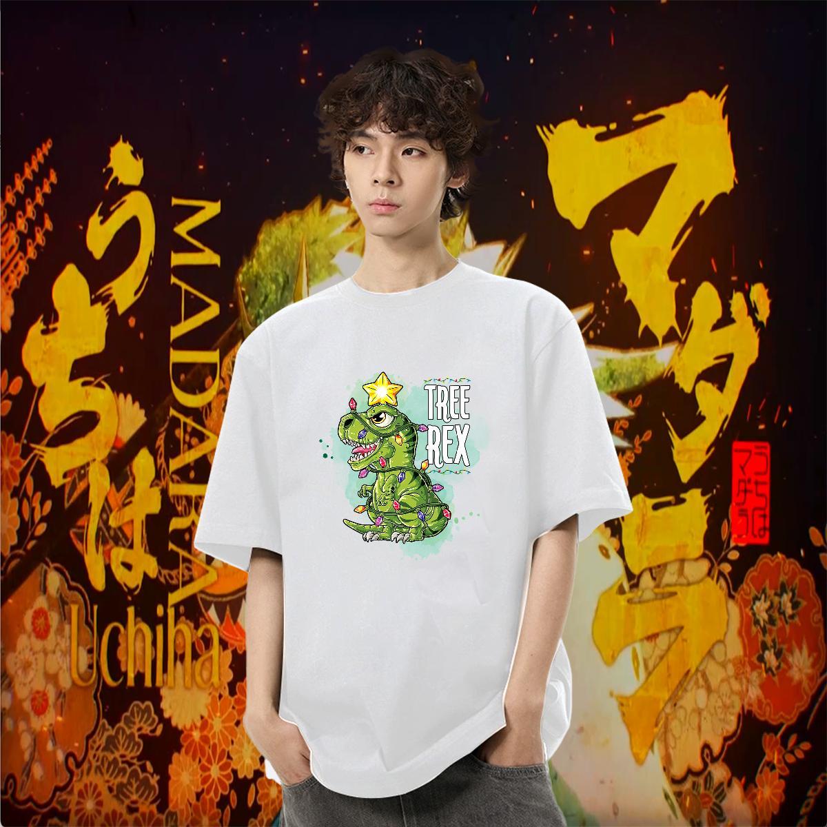 Classic Casual Man T Shirts 230g Cotton dinosaur Street Wear Tshirts Breathable Cool Mens Tshirts Custom Print Plus Size