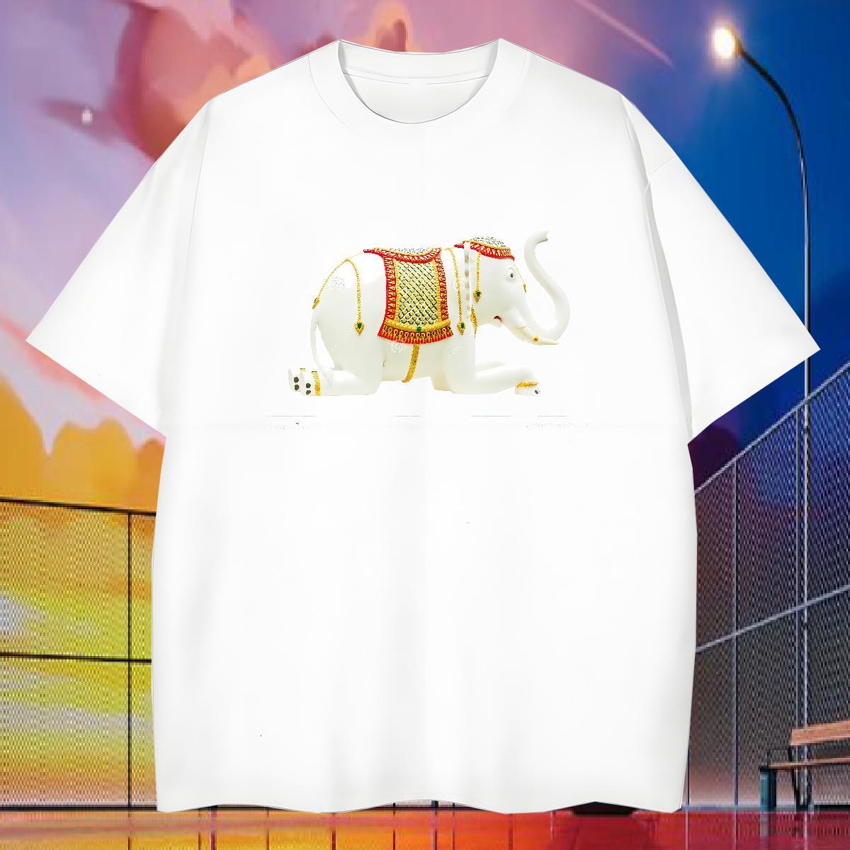 Customized T Shirts Men 230g Cotton Elephant Home Outdoor Top Tees Short Sleeve Soft Loose Mens Tshirts DIY Anime
