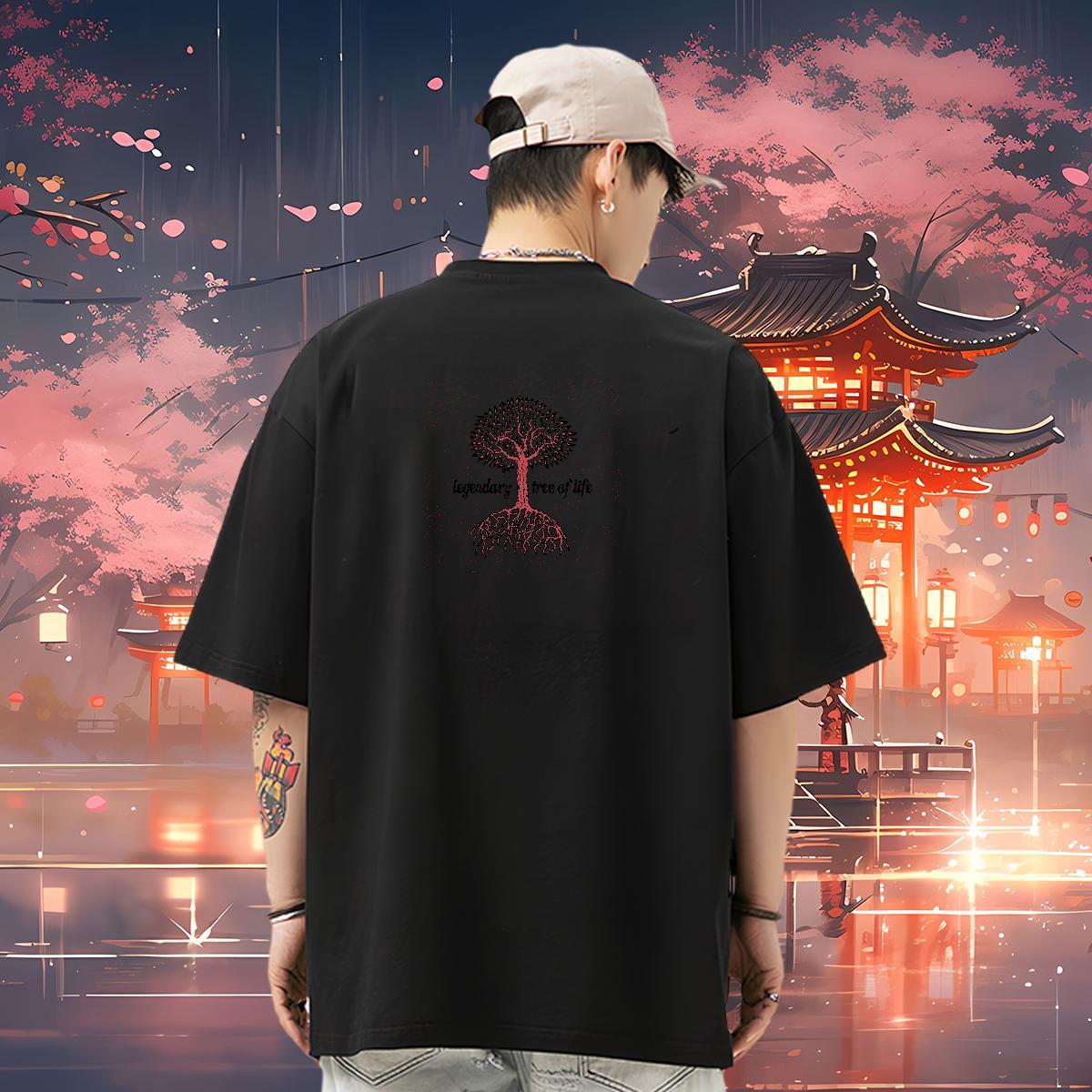 New Designer Men T Shirts 230g 100% Cotton tree Daily Wear Tops Shirt Short Sleeve Soft Cool Design Men Tshirts Custom Printed