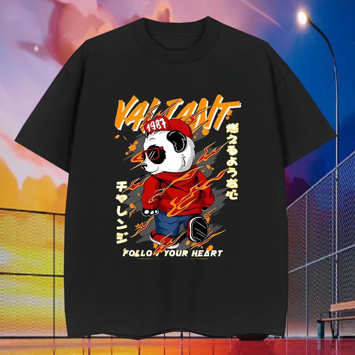 New Arrival T Shirt For Man 100% Cotton 230g panda Daily Wear Top Tees O Neck Short Sleeves TOP Quality Men Tops Tees Anime Print