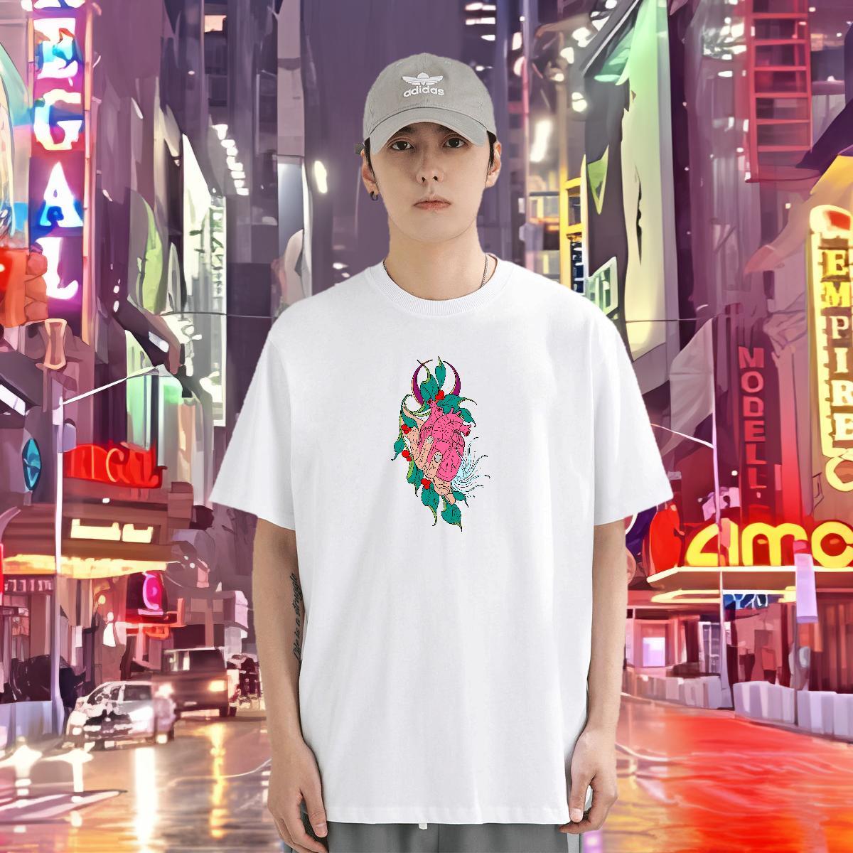 T Shirt For Man 230g Cotton flower Summer Casual Breathable Oversized 3XL 4XL Couples T Shirts Brand Comfortable Tee Shirt