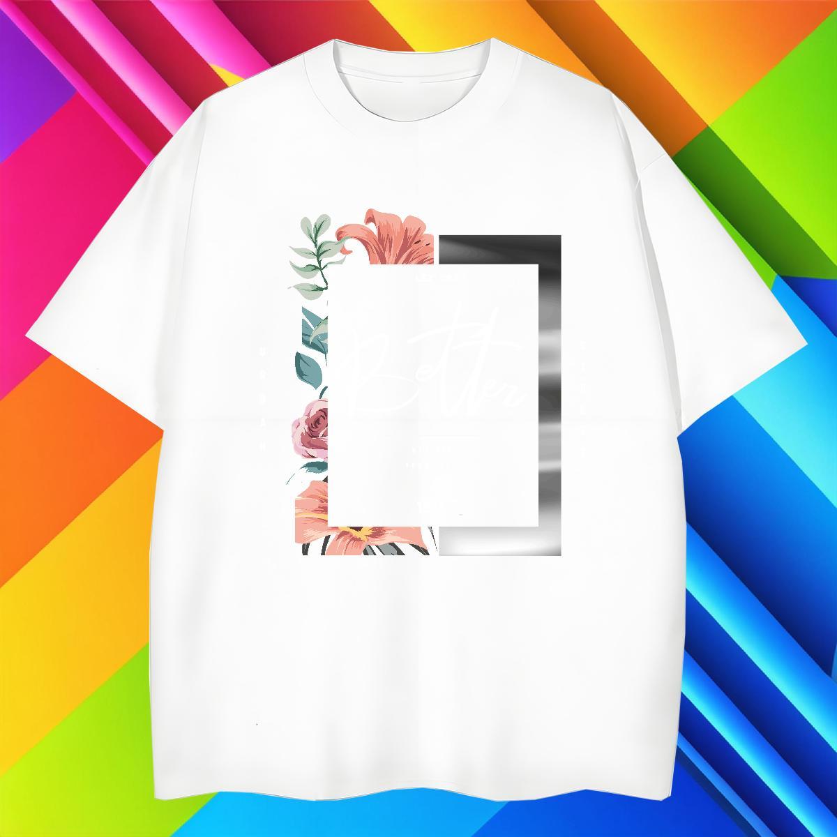 Popular Mens Tshirts 230g 100% Cotton Summer Casual flower Customized Short Sleeve Soft 2024 DIY Man T Shirts Tops Tees