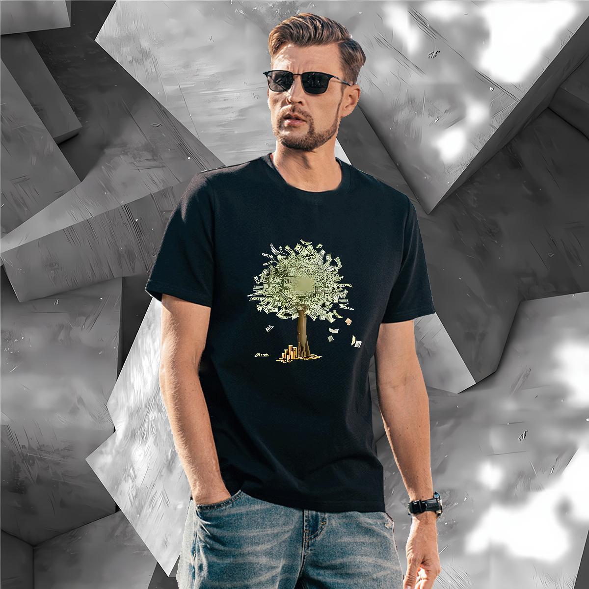 T Shirts Men 230g Cotton tree Home Outdoor Breathable Crew Neck Custom Printed Tshirts DIY Unisex Clothes