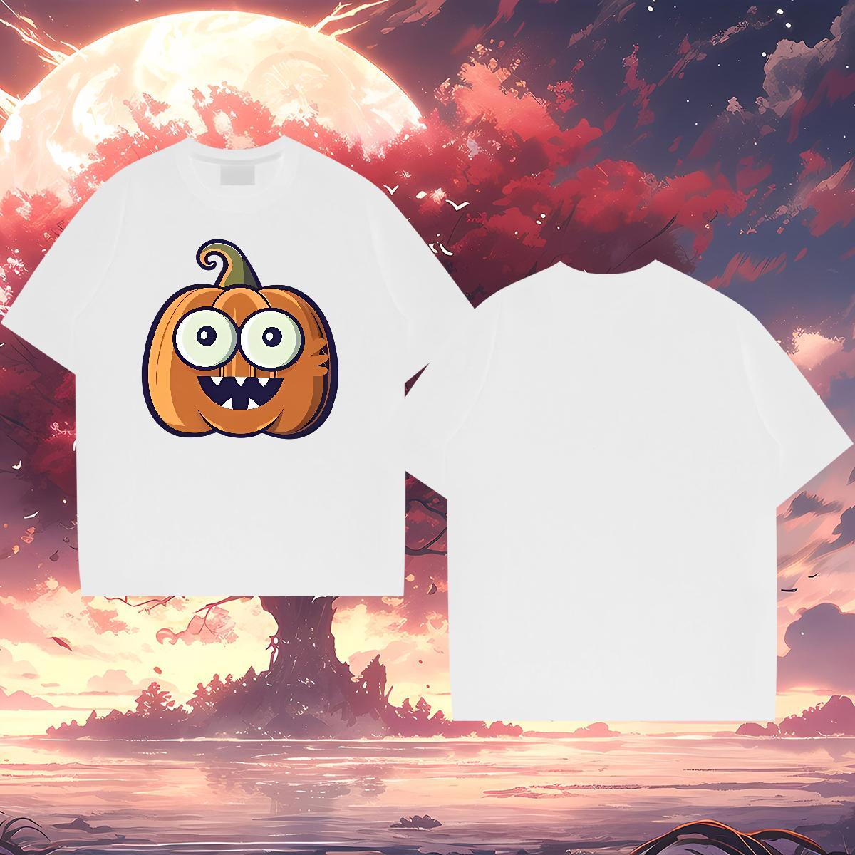 T-Shirts for Men 100% Cotton 230g pumpkin Street Breathable Plus Size Cartoon Men Tops Tees 2024 DIY Wholesale Tops Shirt
