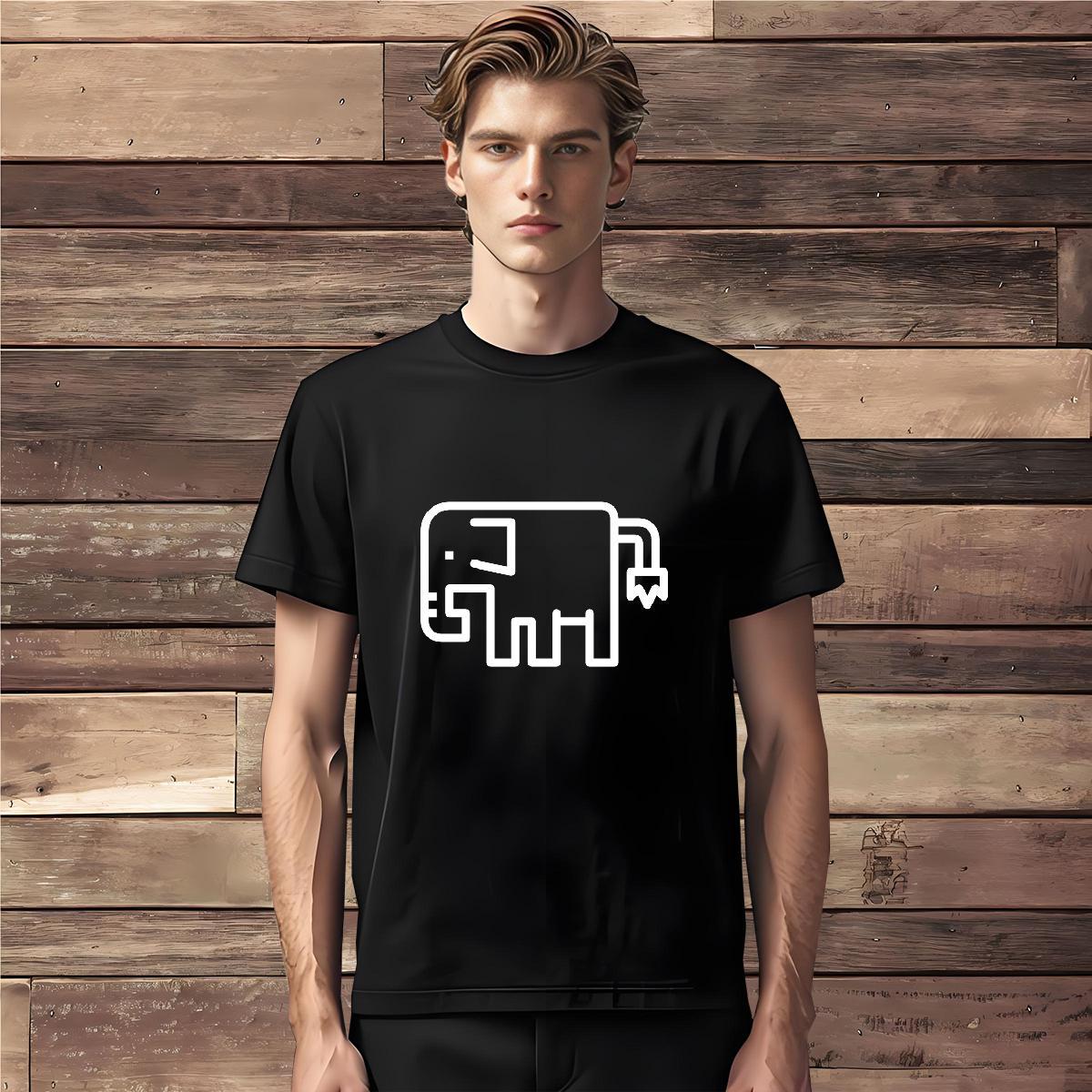 Customized T-Shirts for Men 230g 100% Cotton Elephant Home Outdoor Clothes O Neck Short Sleeves Cool Tshirts Plus Size Custom