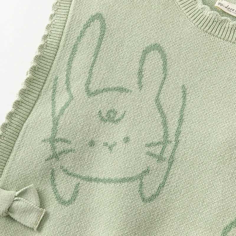 Dave Bella Childrens Tank Top New O-neck Sweater Underwear Green Sleeveless Loose Tank Top Preschool Girls Spring Dress DB1247793W240724