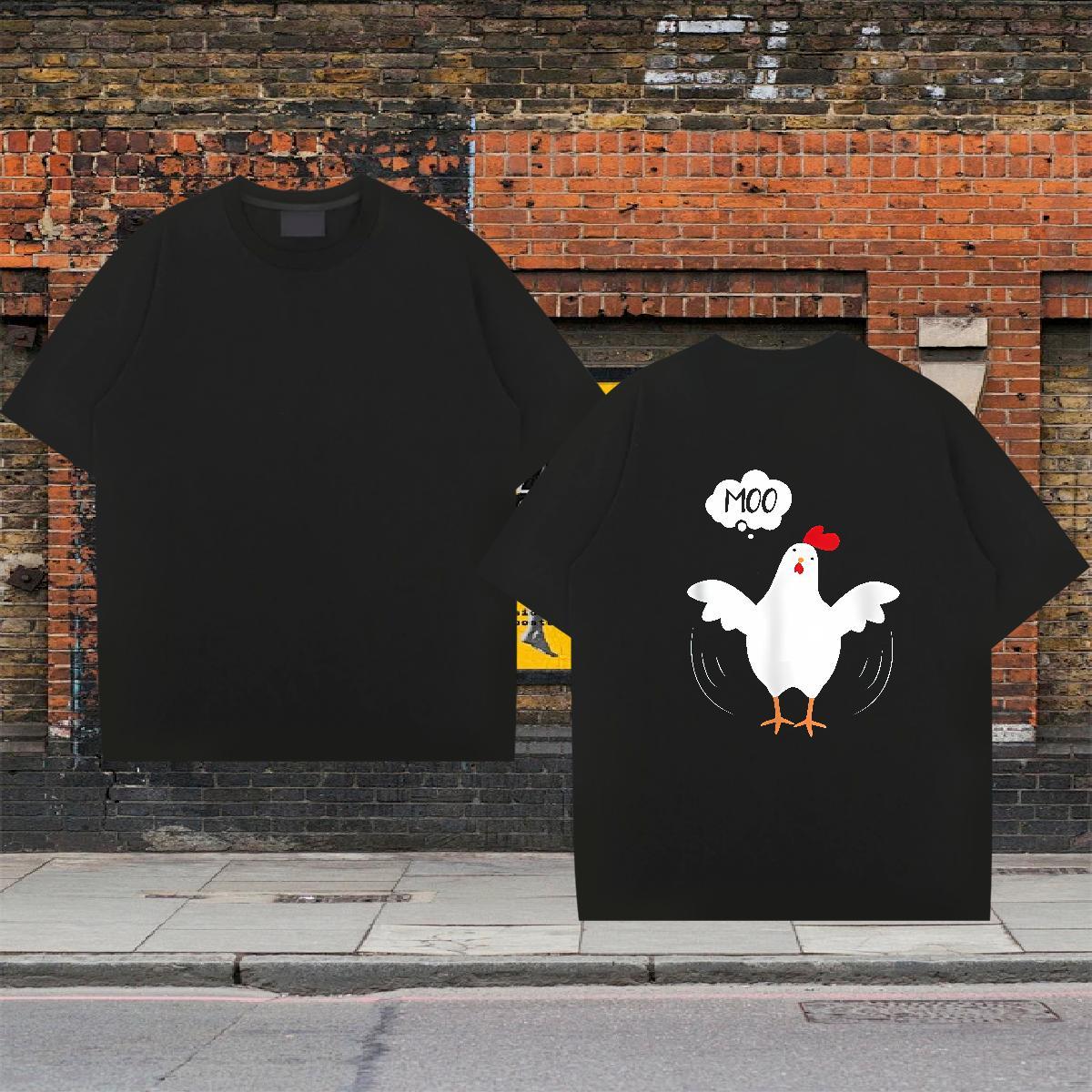 Stylist T Shirt For Man 230g 100% Cotton chicken High Street Hip Hop Clothings Short Sleeve Soft Classic Men Tops Tees DIY Printed