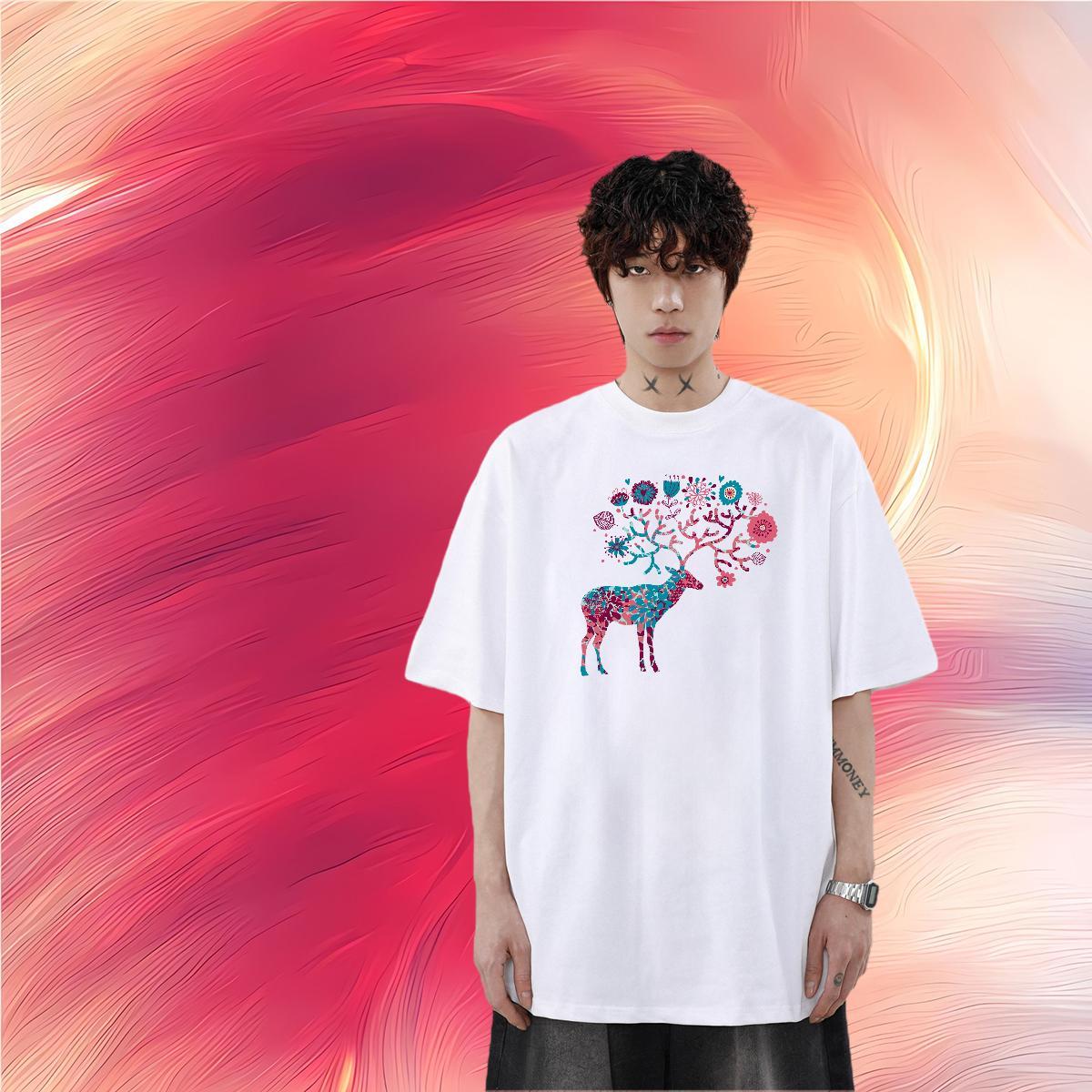 Wholesale Men T Shirts 230g 100% Cotton Christmas Street Casual Wear Breathable Soft Unisex Tshirt for Man Woman Black Oversized