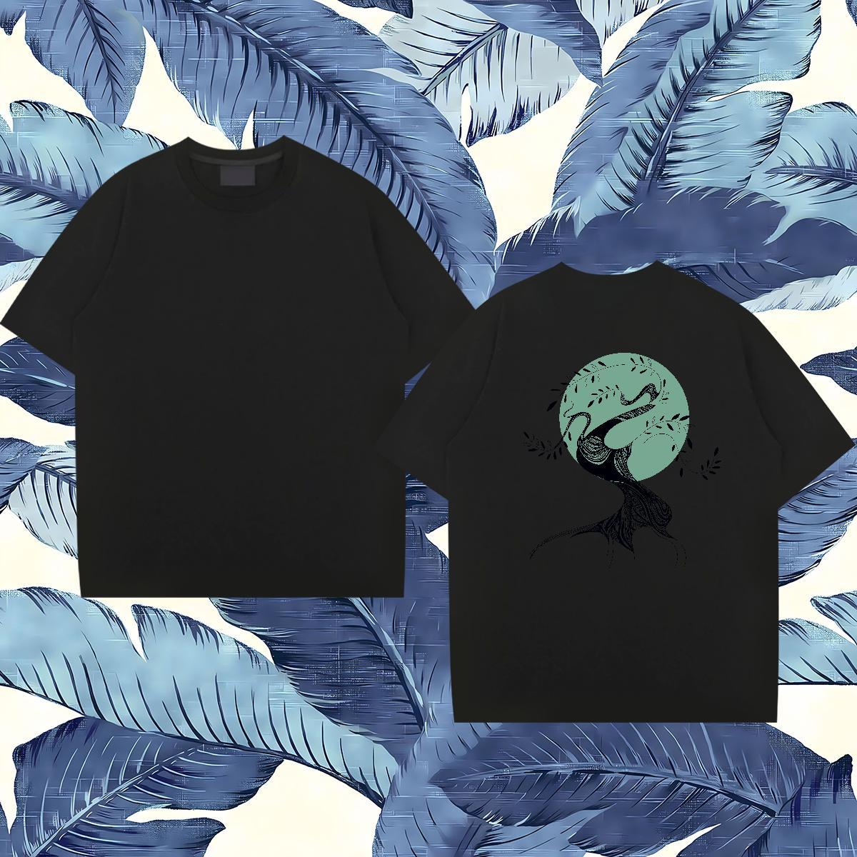 Fashion Design T-Shirts for Men 100% Cotton 230g tree Street wear Hip Hop Tops Shirt Pure Cotton Loose Fit Tshirts White Plus Size