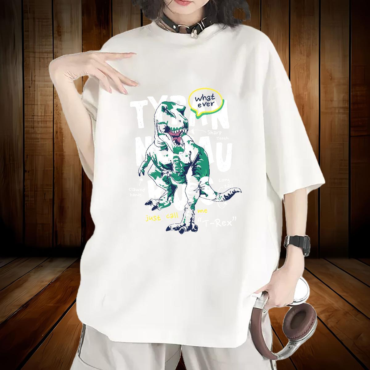 Nice T-Shirts Breathable Short Sleeve Couples T Shirts Graphic dinosaur Spring Summer 100% Cotton 230g Fashion Casual Top Shirts