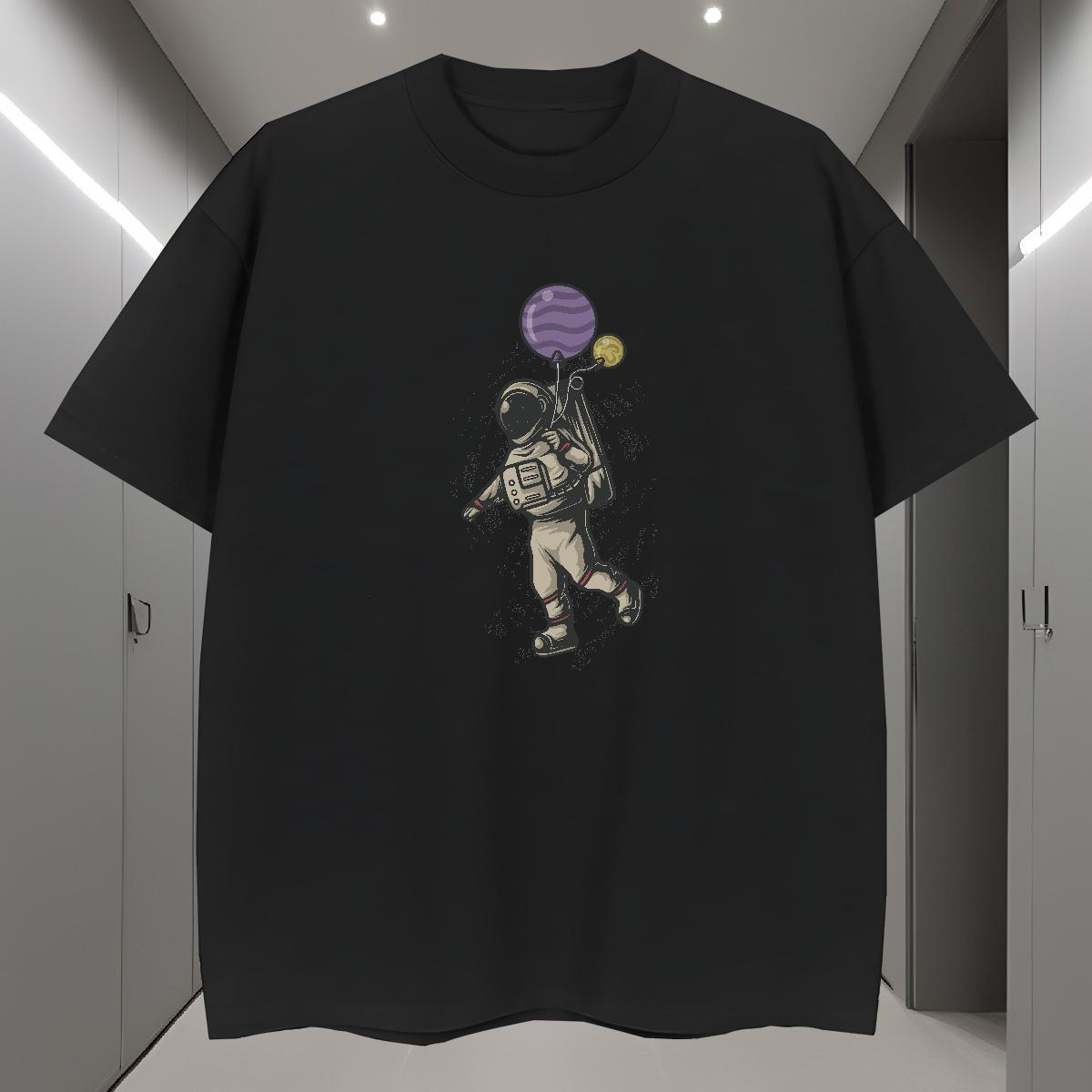 T-Shirts 100% Cotton 230g cosmonaut Summer Casual Breathable Short Sleeve Customized Men Clothes T-Shirt Casual New TOP Quality Top Tees