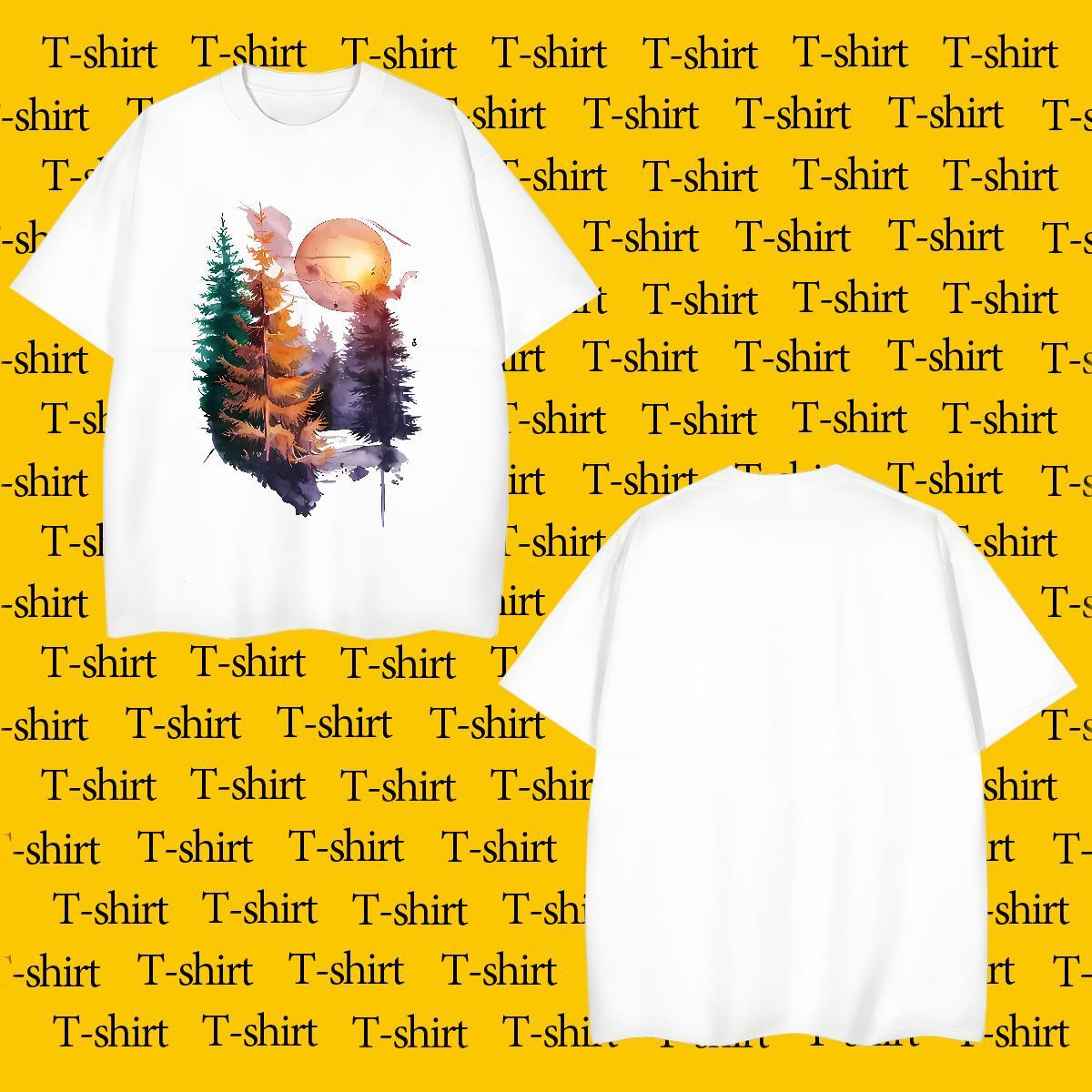 2024 DIY T Shirt For Man 230g Cotton tree Street wear Hip Hop Top Tees Breathable Short Sleeve Free Shipping Tshirt for Man Woman Skull