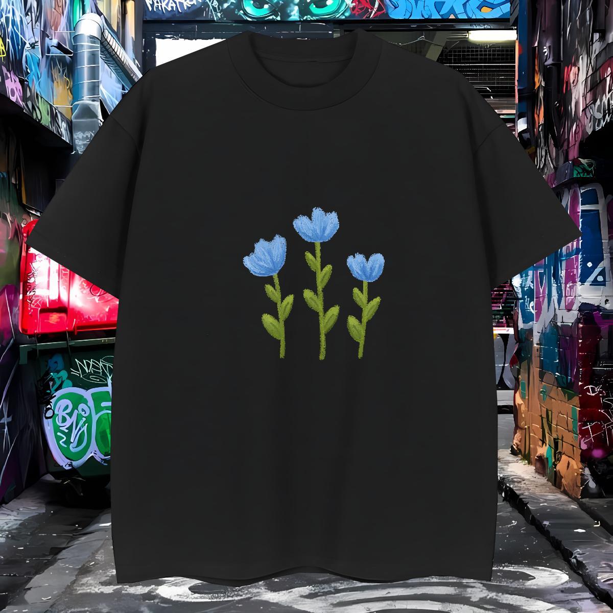 T-Shirts for Men 230g 100% Cotton flower Beach Breathable Crew Neck DIY Printed Men Tees Designer Fashion Unisex Tee Shirt