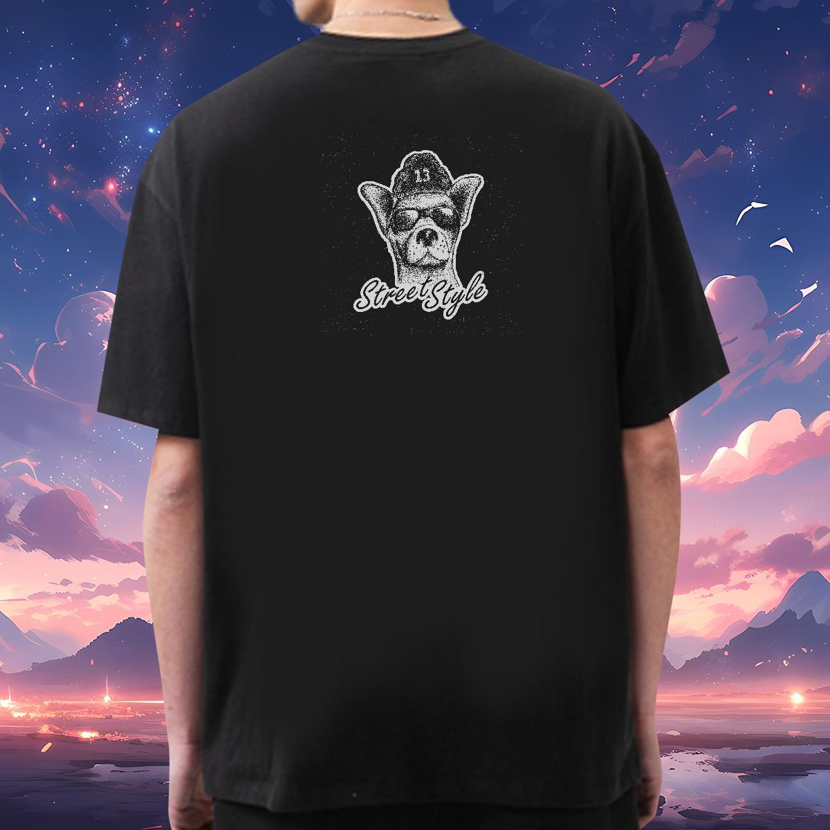 2024 New T Shirts Men 230g 100% Cotton dog Hip Hop Top Tees O Neck Short Sleeves Soft Men Clothes T-Shirt Plus Size Cartoon