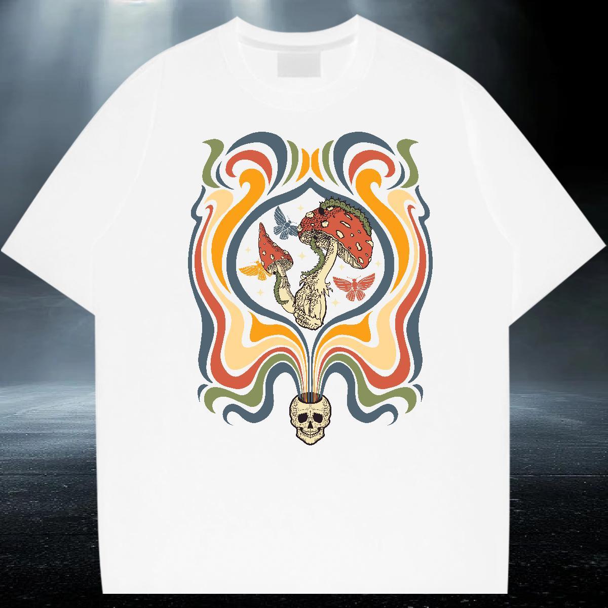 Comfortable Tshirts 100% Cotton 230g Sport mushroom Customized Breathable Short Sleeve 2024 New T Shirt For Man Clothings