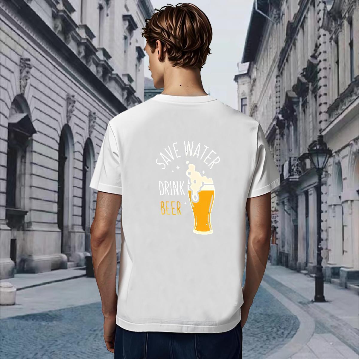 Brand Men Tees 230g Cotton beer T-Shirts for Men High Street Hip Hop Breathable DIY Printed Stylist Clothings