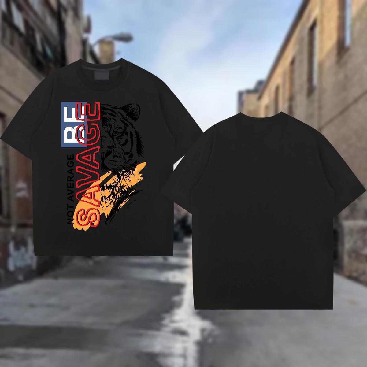 T Shirt For Man 100% Cotton 230g Summer Casual Crew Neck Floral Print Mens Tshirts Free Shipping Loose Tops