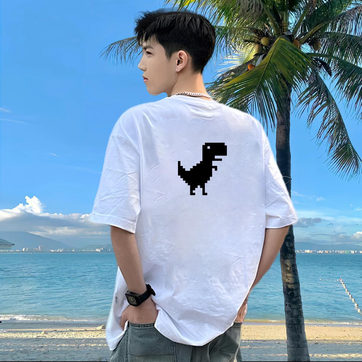 Brand T-Shirts 230g Pure Cotton dinosaur Street Casual Clothings Breathable Free Shipping Mens Tshirts Custom Printing