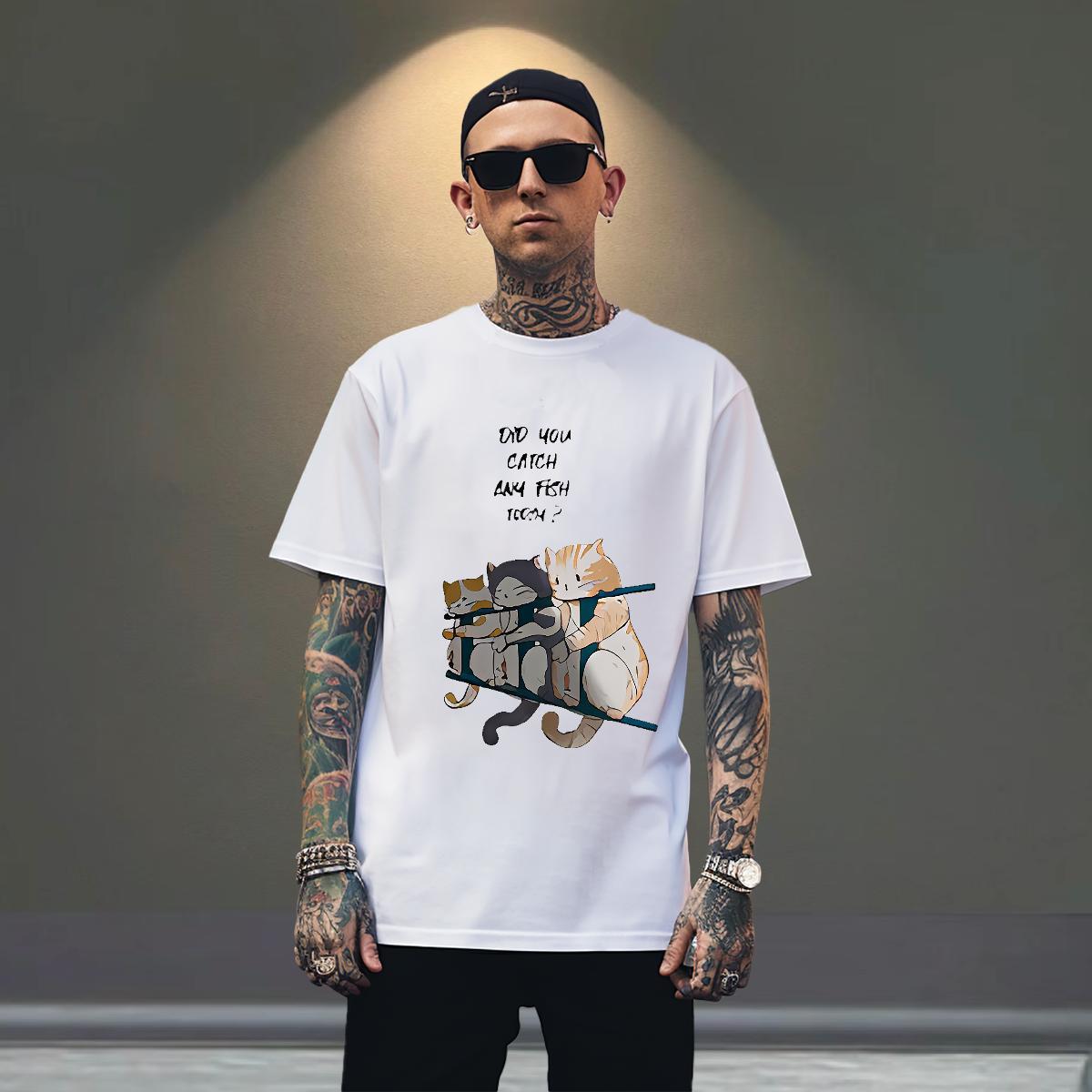 Popular Men Tops Tees 230g Pure Cotton Spring Summer cute Custom Printed O-Neck Short Sleeve Stylist T-Shirts for Men Tees Shirts