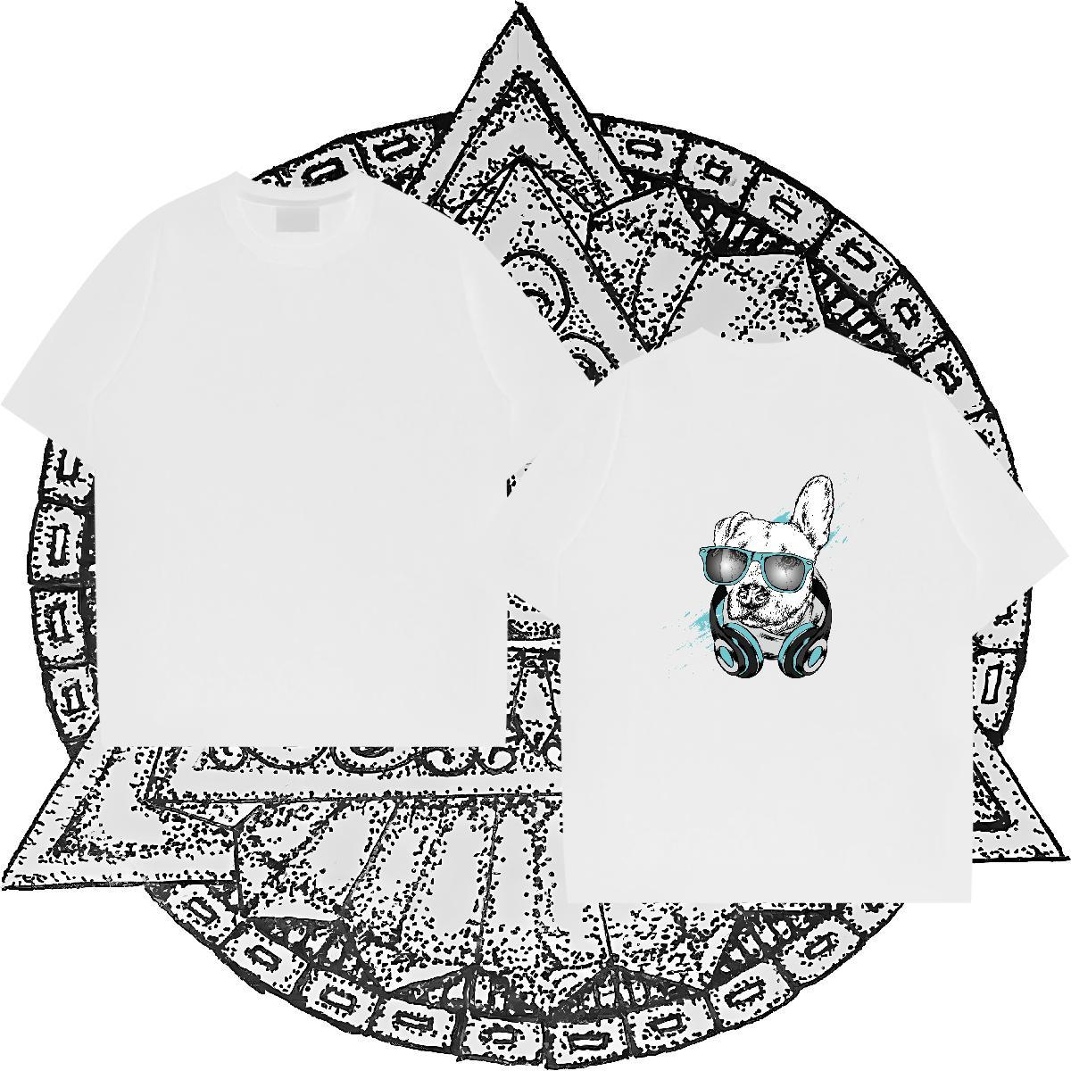 2024 Summer T-Shirts 230g Pure Cotton dog High Street Hip Hop Tshirts Breathable Short Sleeve Brand Men Tops Tees Custom Big Size