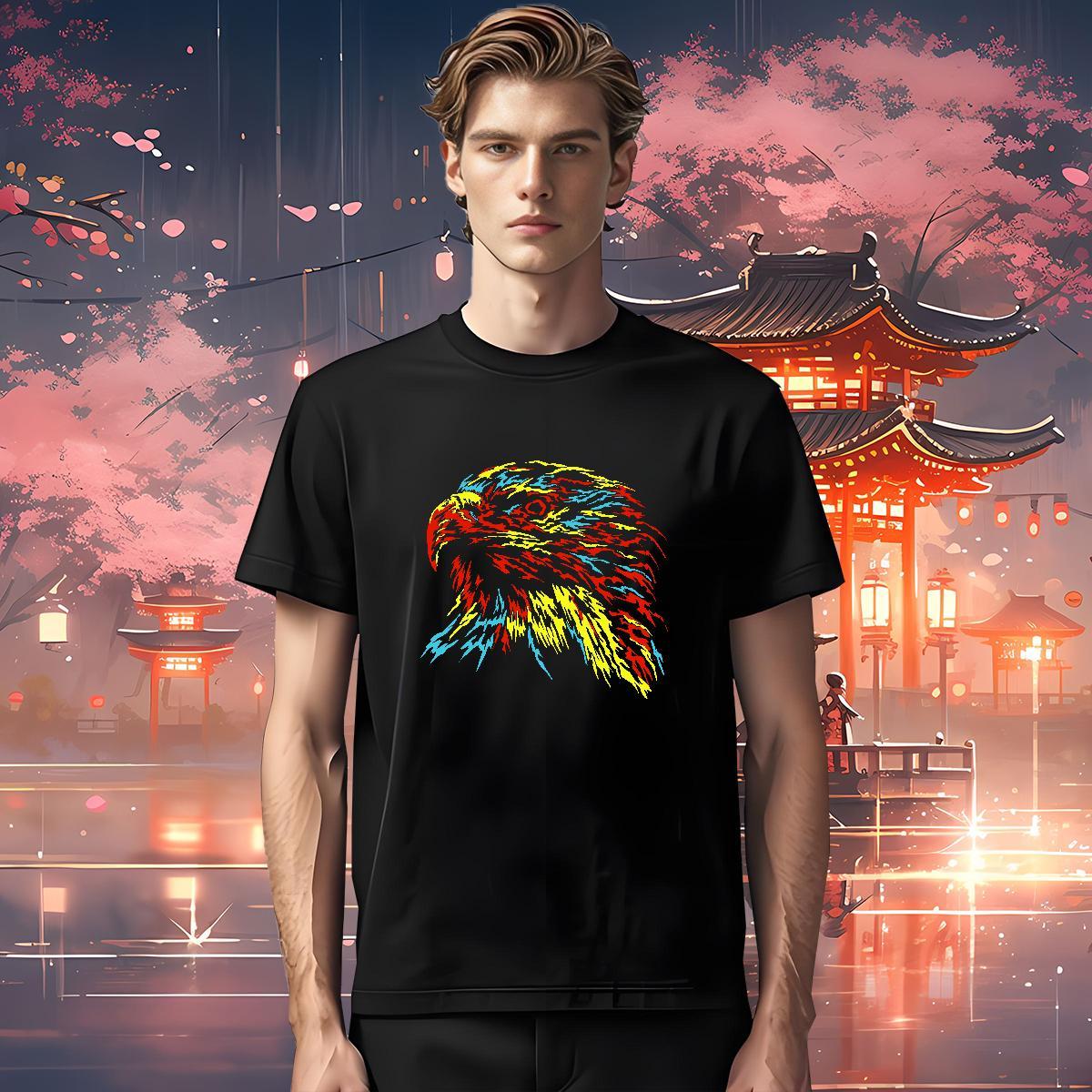 Men T Shirts 230g Cotton eagle Street Casual Short Sleeve O-Neck Plus Size Custom Tshirt for Man Woman DIY Customized Soft Clothes