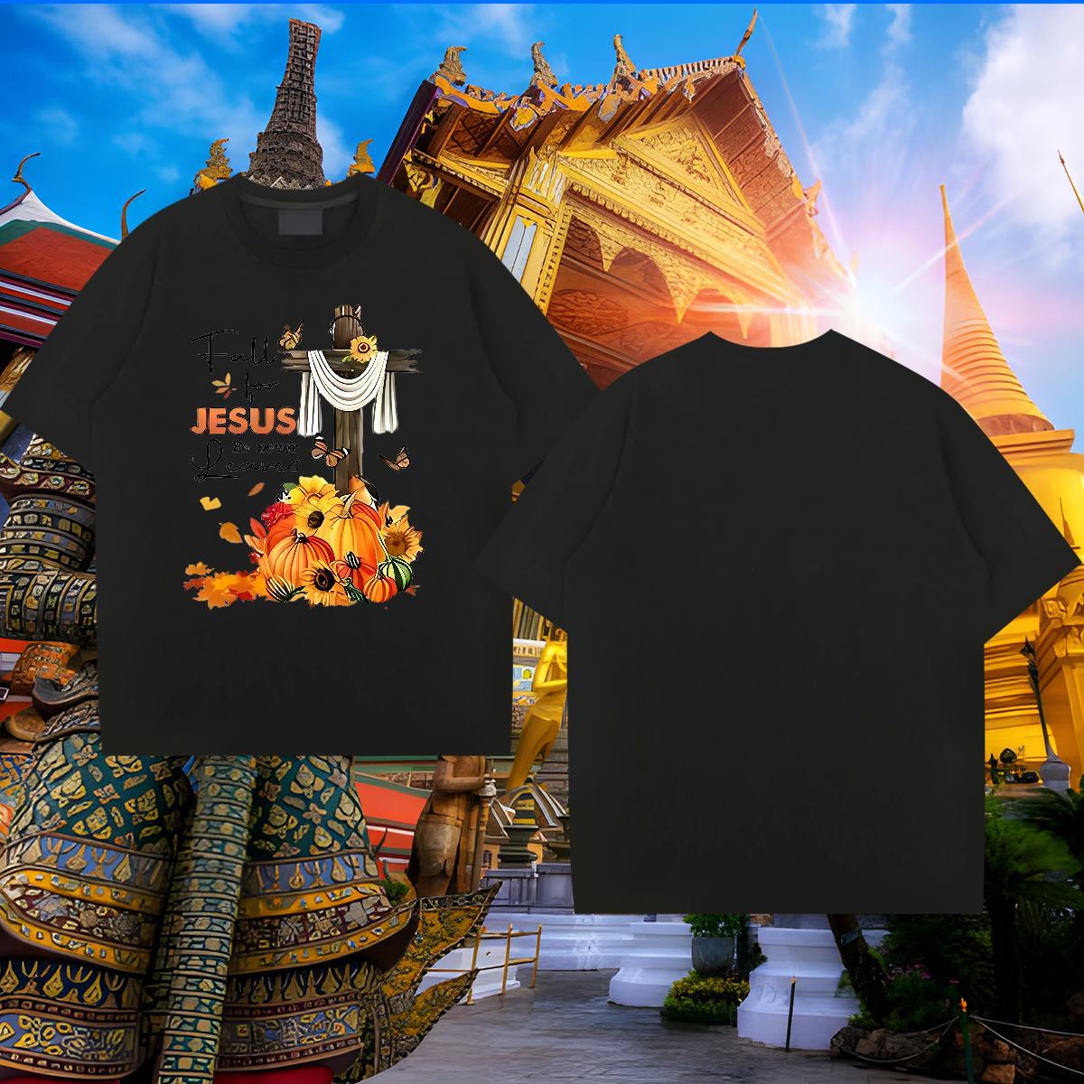 Loose Men Tshirts 230g 100% Cotton pumpkin T shirt Street Breathable Crew Neck Black Oversized Casual New Clothes