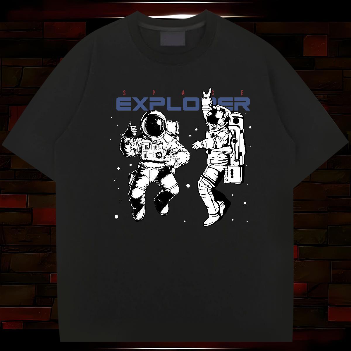 T-Shirts for Men 100% Cotton 230g spaceman Sports Casual Breathable Soft Plus Size Custom Men Tops Tees Fashion High Quality Wear