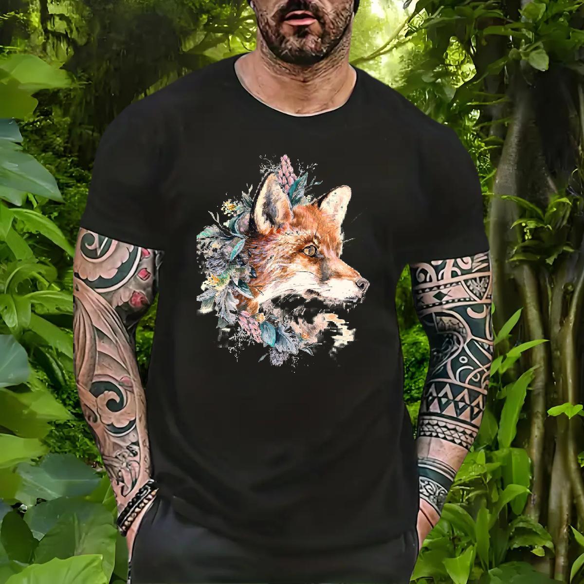Free Shipping T-Shirts for Men 230g Cotton fox Street Wear Tshirts Breathable Soft Designer Mens Tshirts DIY Printed