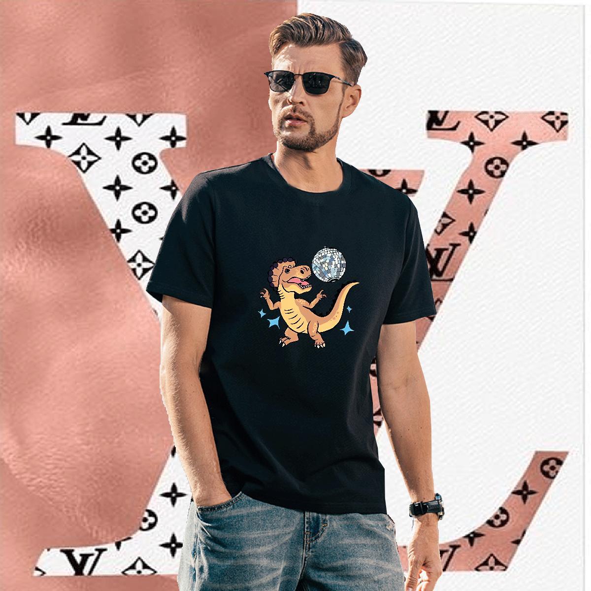 T-Shirts for Men 100% Cotton 230g dinosaur Hip Hop Street Short Sleeve O-Neck DIY Printed Men Tops Tees New Comfortable Wear