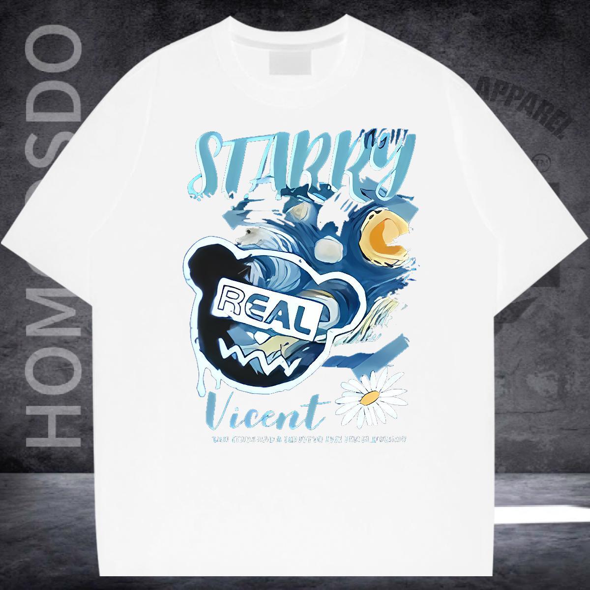 Fashion New Mens T Shirts 100% Cotton 230g bear Street wear Hip Hop Tops O-Neck Short Sleeve Brand Men Tshirts Asian Size