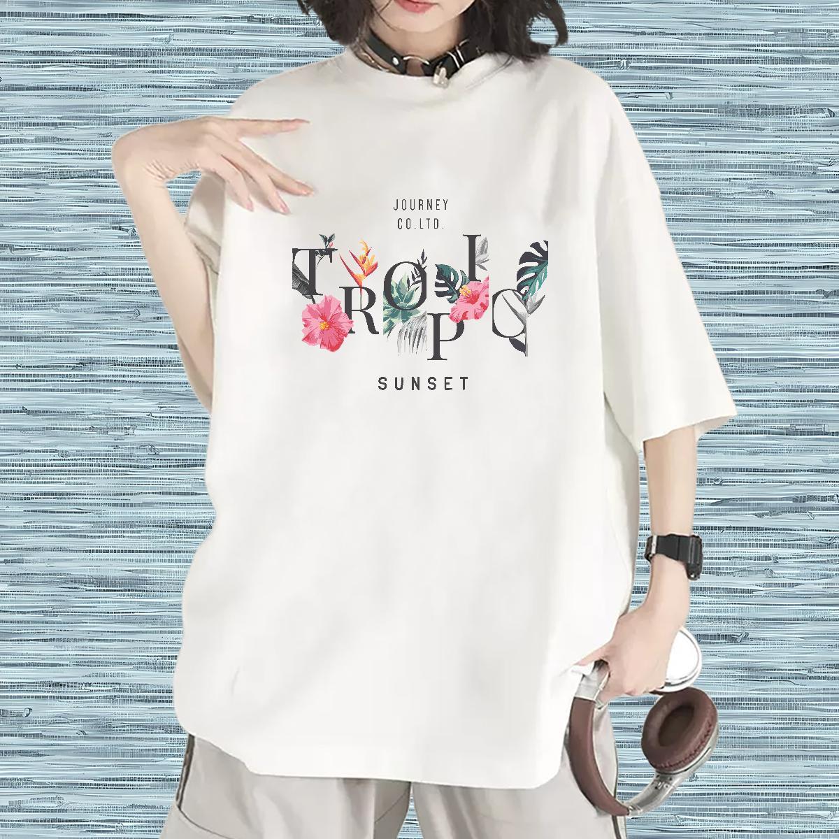 High quality T shirt Breathable Crew Neck Womens Tshirts Skull flower Street Casual 230g Cotton New Arrival Tops Shirt